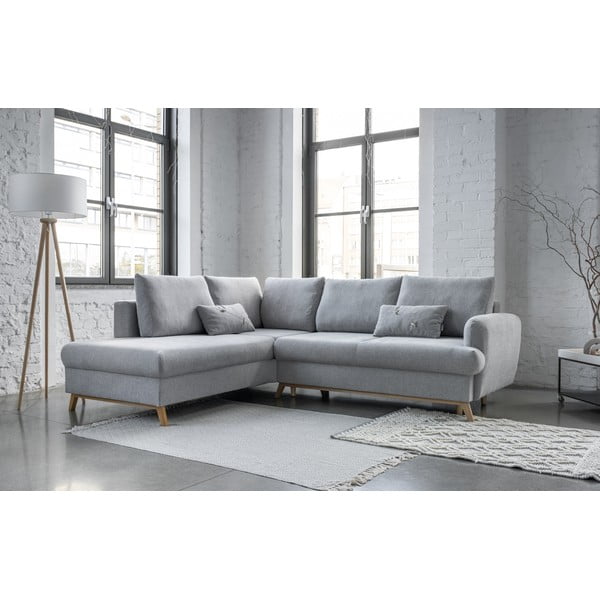 Svijetlo siva sklopiva/s prostorom za odlaganje kutna garnitura (s lijevim kutom/u obliku slova L) Scandic Lagom – Miuform-image-1