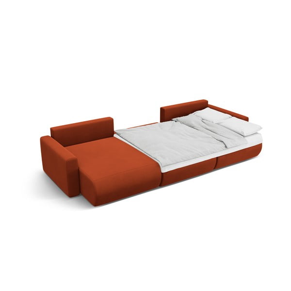 Ciglasta baršunasti sklopiva/s prostorom za odlaganje kutna garnitura (u obliku slova "U") Belfast – Cosmopolitan Design-image-4