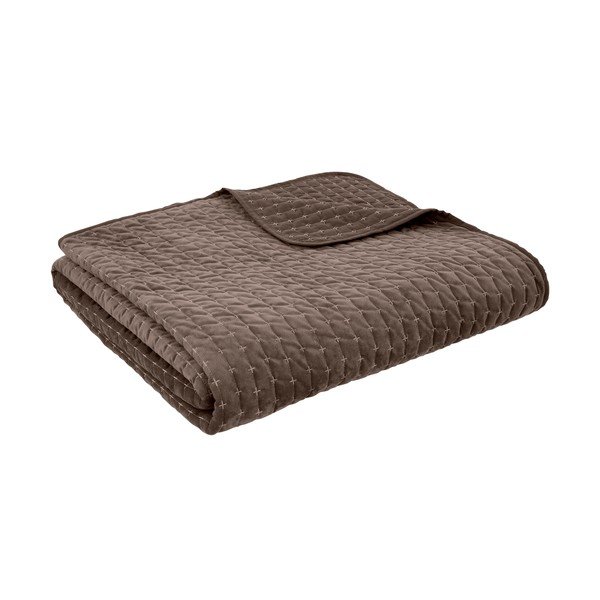 Tamno smeđi prošiven prekrivač od samta 240x260 cm Attica Velvet – Bianca
