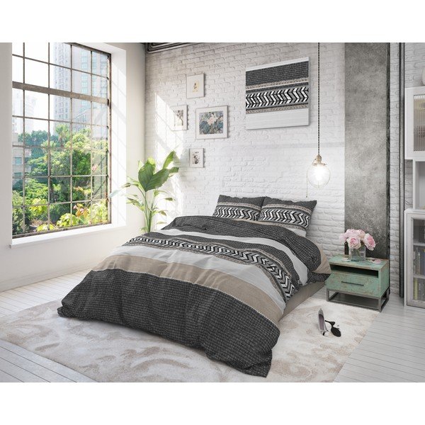Siva pamučna posteljina Pure Cotton Northern Stripe, 140 x 200/220 cm-image-3