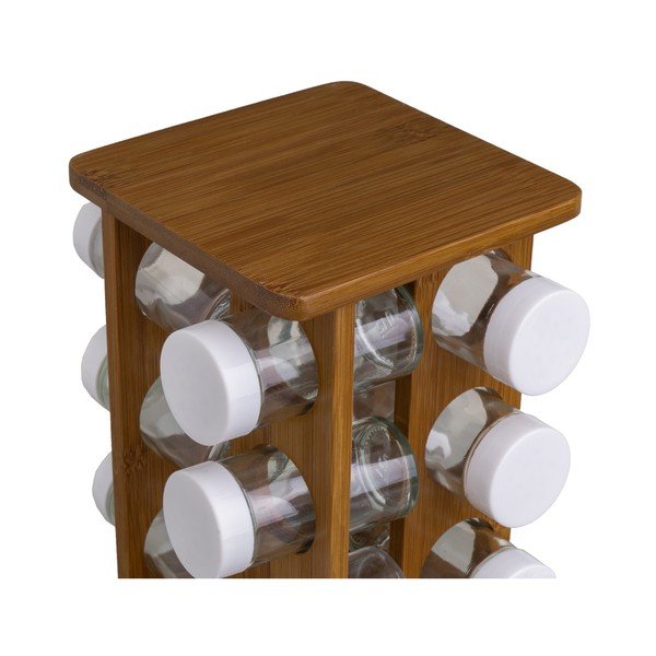 Posude za začine u setu 12 kom sa stalkom Bamboo Walnut – Casa Selección-image-4