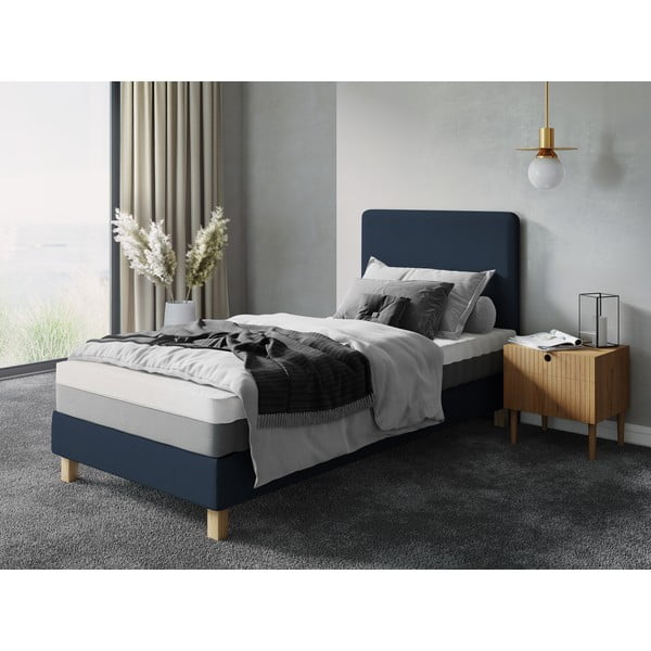 Tamno plavi tapecirani krevet s podnicom 90x200 cm Lotus – Cosmopolitan Design-image-4