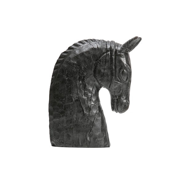 Crna statua od mangovog drveta BePureHome Horsepower, visina 33 cm