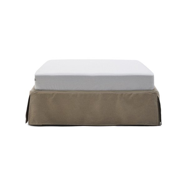 Smeđe-sivi tapecirani krevet bez uzglavlja 90x200 cm Jaira – Kave Home-image-2