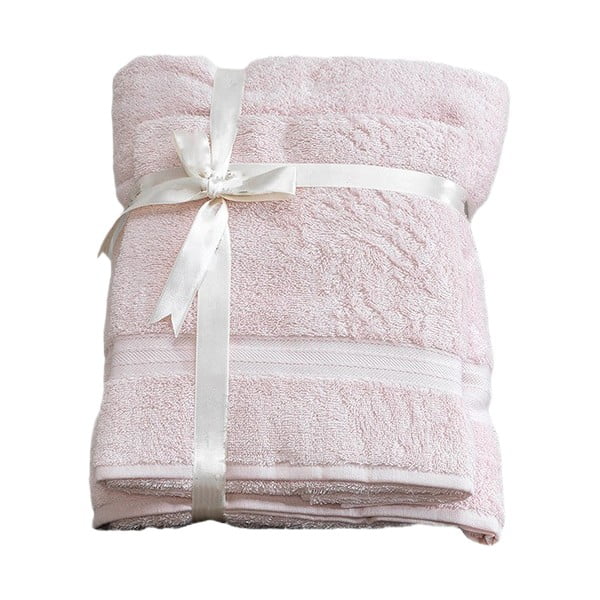 Svijetlo ružičasti pamučni set ručnika 2 kom od frotira – Foutastic