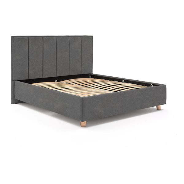 Svijetlo sivi bračni krevet s rešetkom i prostorom za odlaganje ProSpánek Wega, 180 x 200 cm-image-2