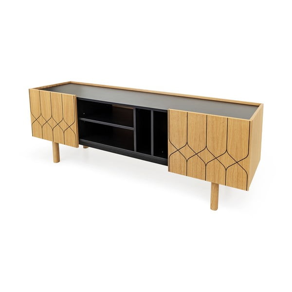 TV stol u dekoru hrasta u crno-prirodnoj boji 175x60 cm Porto - Woodman-image-2