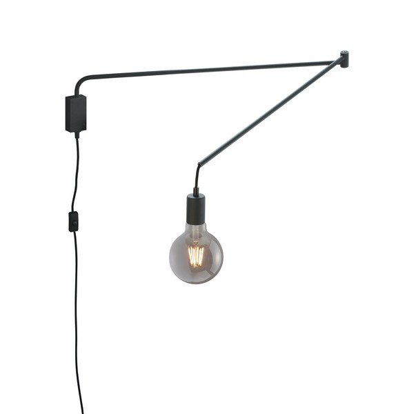 Mat crna zidna lampa sa savitljivom konstrukcijom s utikačem Line – Trio-image-4