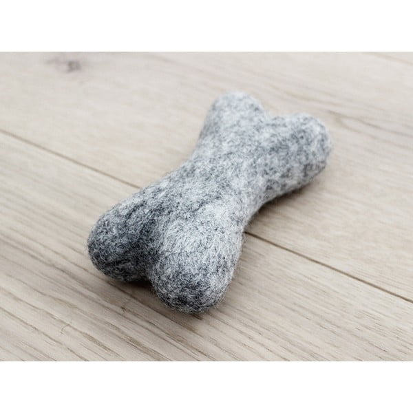 Metalik siva vunena igračka za životinje u obliku kosti Wooldot Pet Bones, dužina 14 cm
