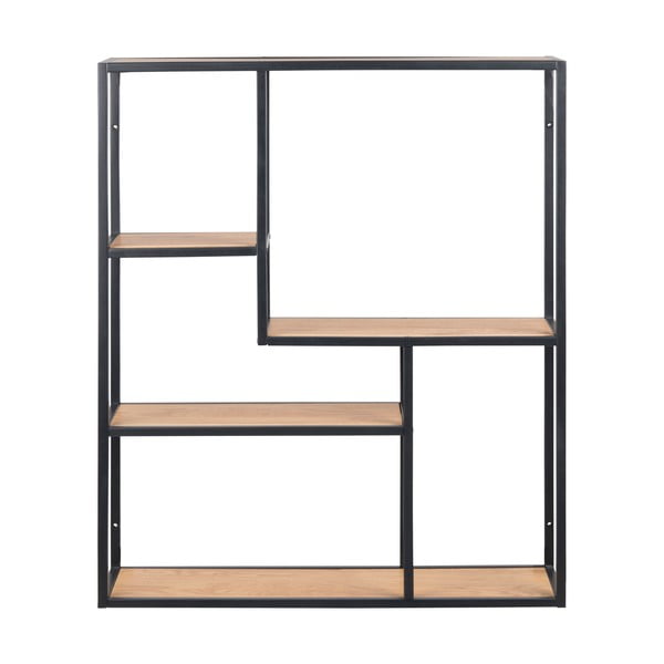 Crna/u prirodnoj boji zidna polica u dekoru hrasta 75x91 cm Seaford – Actona