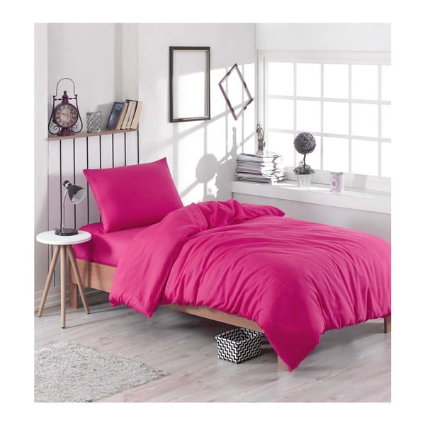 Ružičasta posteljina s plahtom Rose, 160 x 220 cm