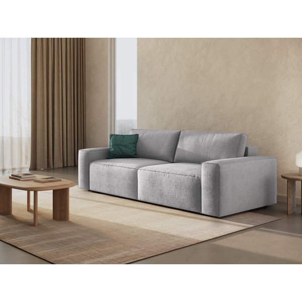 Svijetlo siva sklopiva sofa od bouclé tkanine 247 cm Jodie – Micadoni Home-image-1