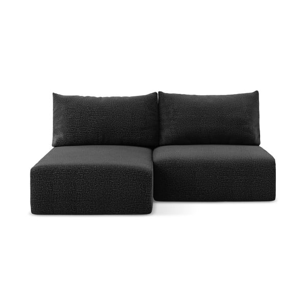 Crna sklopiva/s prostorom za odlaganje kutna garnitura (s lijevim kutom) Kalena – Makamii