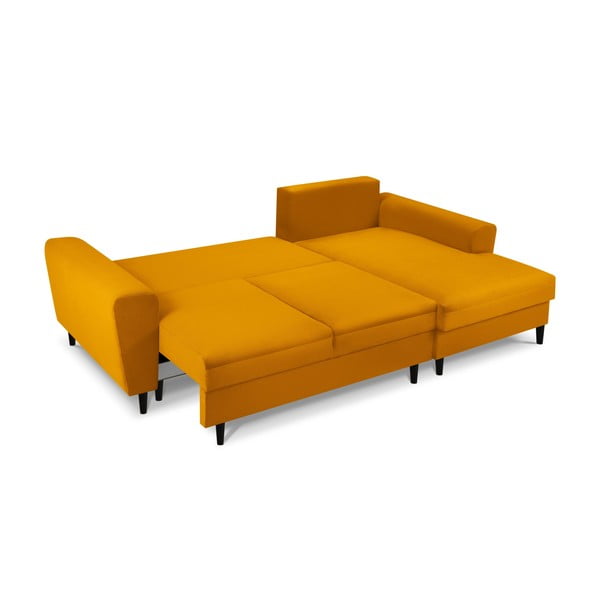 Senf žuta sklopiva/s prostorom za odlaganje kutna garnitura od samta (s desnim kutom/s ležaljkom) Kyoto – Cosmopolitan Design-image-2