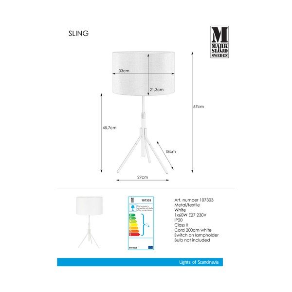Bijela stolna svjetiljka Markslöjd Sling-image-2