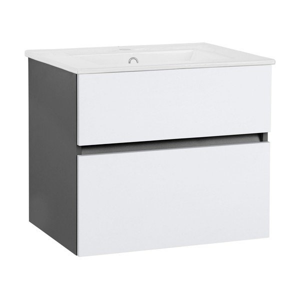 Bijeli/antracitno sivi zidni ormarić bez umivaonika 60x52 cm Wisla – Støraa