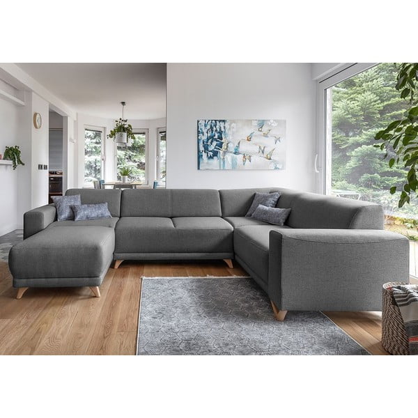 Siva sklopiva/s prostorom za odlaganje kutna garnitura (s desnim kutom/u obliku slova "U") Classy Sophie – Miuform-image-1