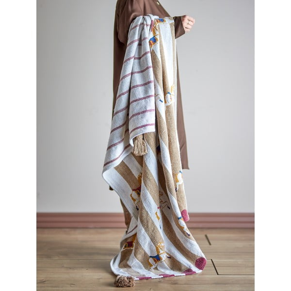 Bijela/smeđa deka 130x160 cm Merry-go-round – Bloomingville-image-1