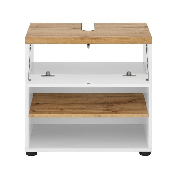 Bijeli ormarić za ispod umivaonika u dekoru hrasta 60x57 cm Thessa – Støraa-image-2