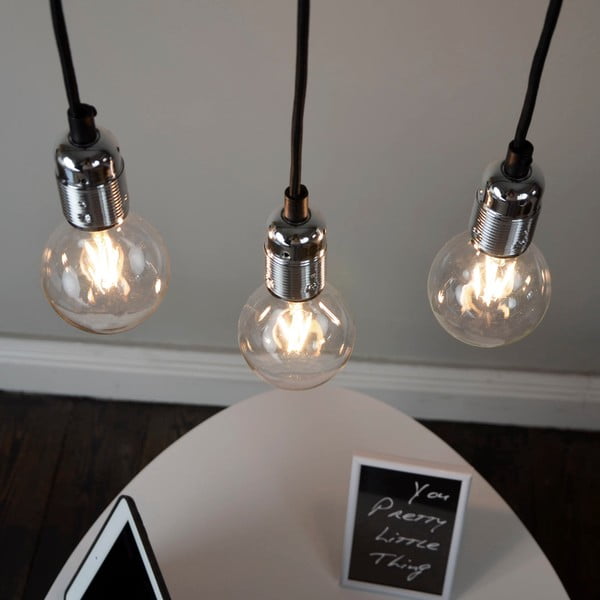 Trodijelna crna viseća lampa s detaljima u boji srebra Bulb Uno Attac-image-1
