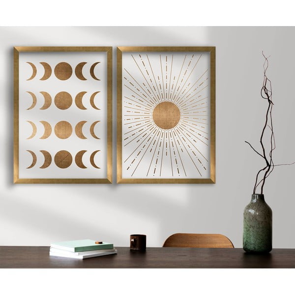 Slike u setu 2 kom 38x53 cm Moon & Sun – Wallity-image-1