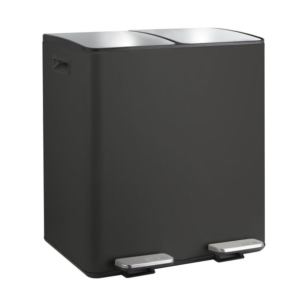 Mat crna željezna kanta za smeće 2x20 l za odvojeni otpad/s pedalom   Aliya – Spirella