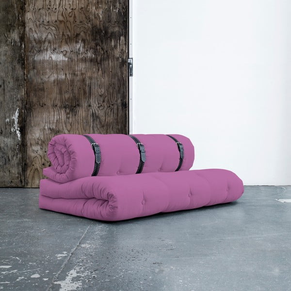 Promjenjivi kauč s bijelim prošivenim kožnim remenima Karup Buckle Up Taffy Pink