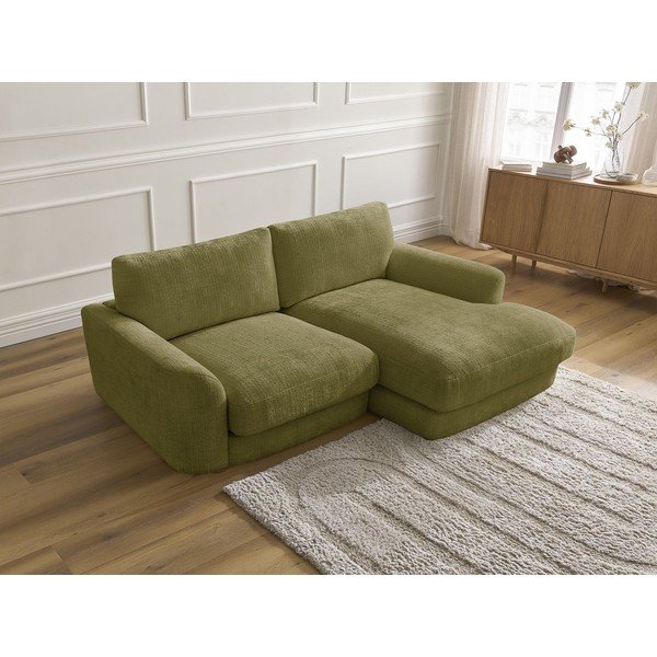 Kaki zelena kutna garnitura od šenila (s desnim kutom/s ležaljkom) Leonore – Bobochic Paris-image-4