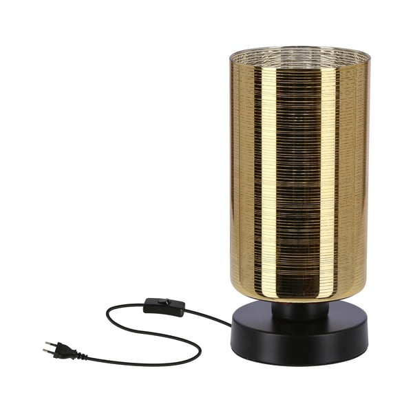 Crna/u zlatnoj boji stolna lampa sa staklenim sjenilom (visina 25 cm) Cox – Candellux Lighting