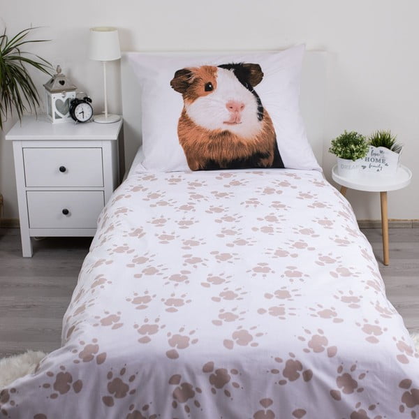 Bijela pamučna dječja posteljina za krevet za jednu osobu 140x200 cm Guinea Pig – Jerry Fabrics-image-2
