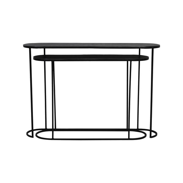 Crni metalni pomoćni stolovi u setu 2 kom 28x118 cm Bocov – Light & Living-image-1
