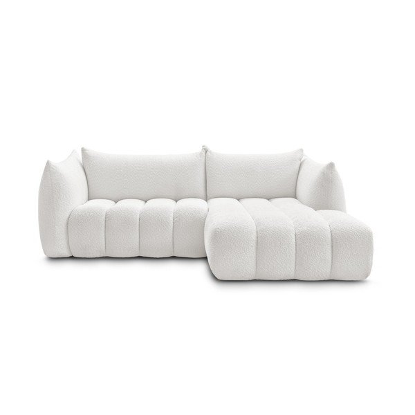 Bijela kutna garnitura od bouclé tkanine (s desnim kutom/s ležaljkom) Azra – Bobochic Paris