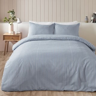 Plava flanelska posteljina za krevet za jednu osobu 135x200 cm Stripe – Catherine Lansfield