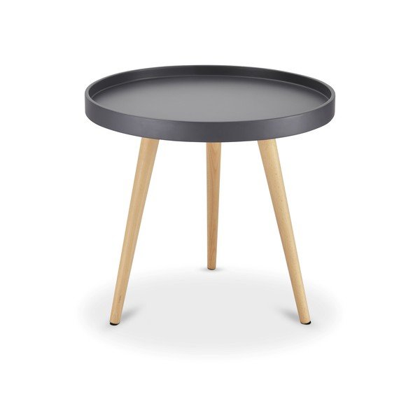 Sivi stolić s nogama od bukovine Furnhouse Opus, Ø 50 cm-image-1