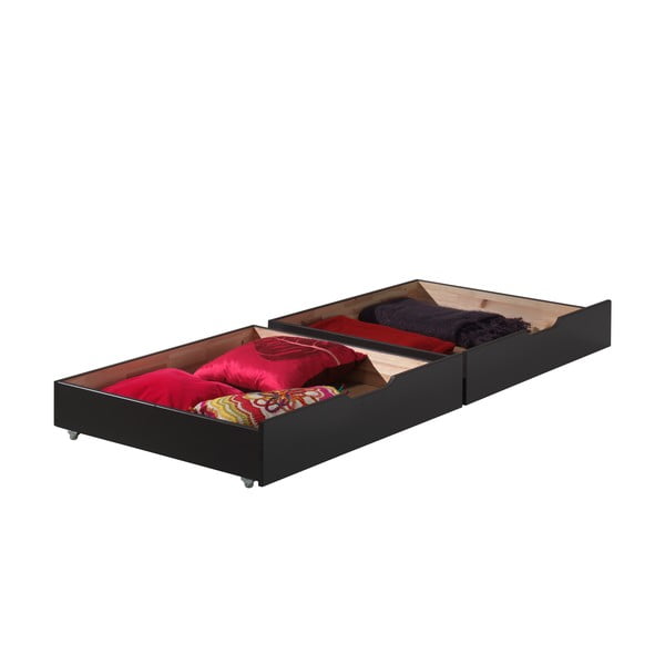 Set od 2 sive kutije za odlaganje ispod Vipack Pino kreveta