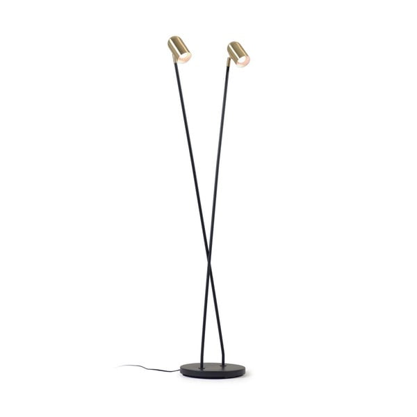 Crna/u zlatnoj boji stojeća svjetiljka s metalnim sjenilom (visina 152 cm) Clemence – Kave Home