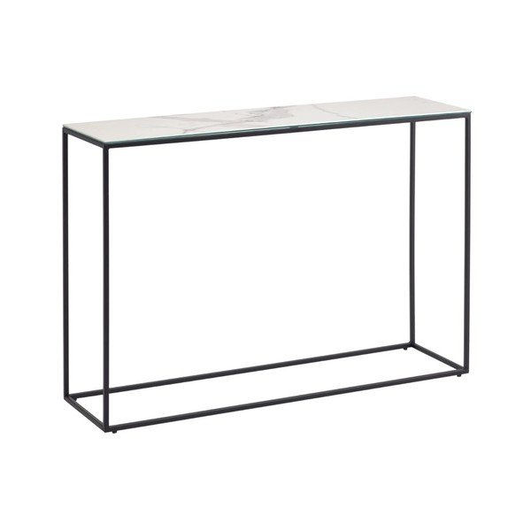 Crno-bijeli pomoćni stol s keramičkom daskom 30x110 cm Rewena – Kave Home