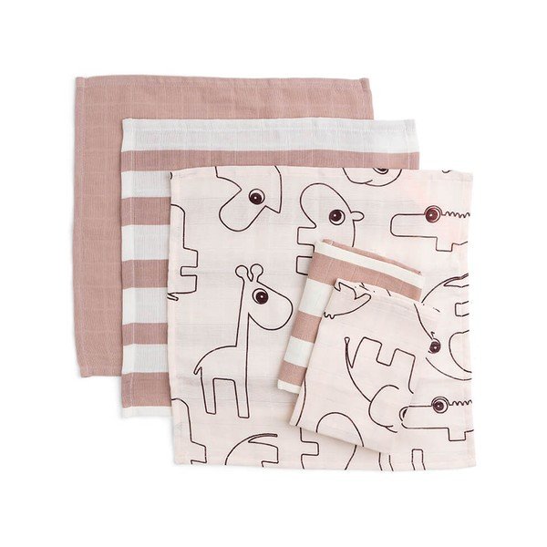 Set od 5 ružičastih muslinskih salveta Done by Deer Friends, 30 x 30 cm