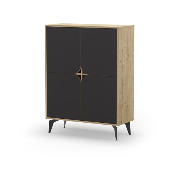 Crni/u prirodnoj boji ormarić u dekoru hrasta 90x120 cm Nola – Marckeric-image-3