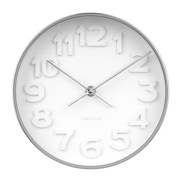 Zidni sat s detaljima u srebrnoj boji Karlsson Stout, ⌀ 22 cm