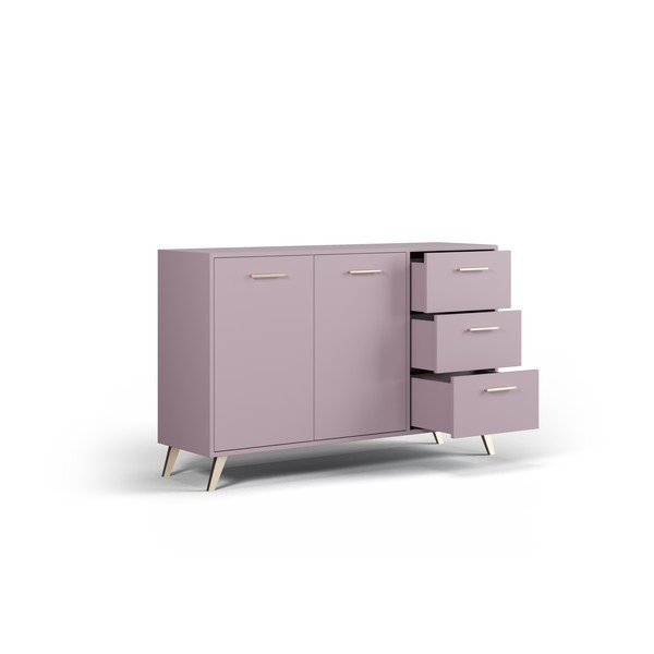 Ružičasta niska komoda 140x86 cm Burren - Cosmopolitan Design-image-4