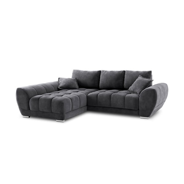 Tamnosivi baršunasti kutni kauč na razvlačenje Windsor & Co Sofas Nuage, lijevi kut-image-2
