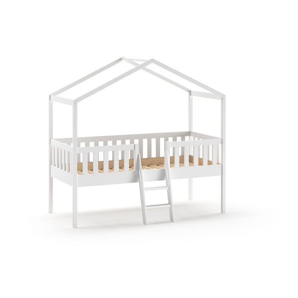 Bijeli dječji krevet od masivnog bora u obliku kućice/podignuti 90x200 cm DALLAS – Vipack