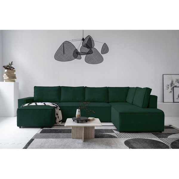 Tamno zelena sklopiva kutna garnitura od samta (s desnim kutom/u obliku slova "U") Brave Dave – Miuform-image-4