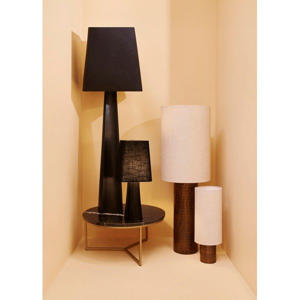 Crna metalna stolna lampa s tekstilnim sjenilom (visina 61 cm) Tripura – Bizzotto-image-1