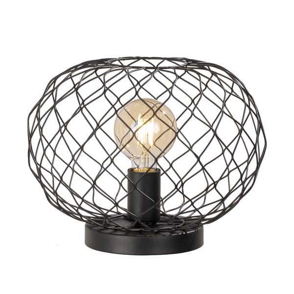 Crna stolna lampa s metalnim sjenilom (visina 23 cm) Justin – Fischer & Honsel