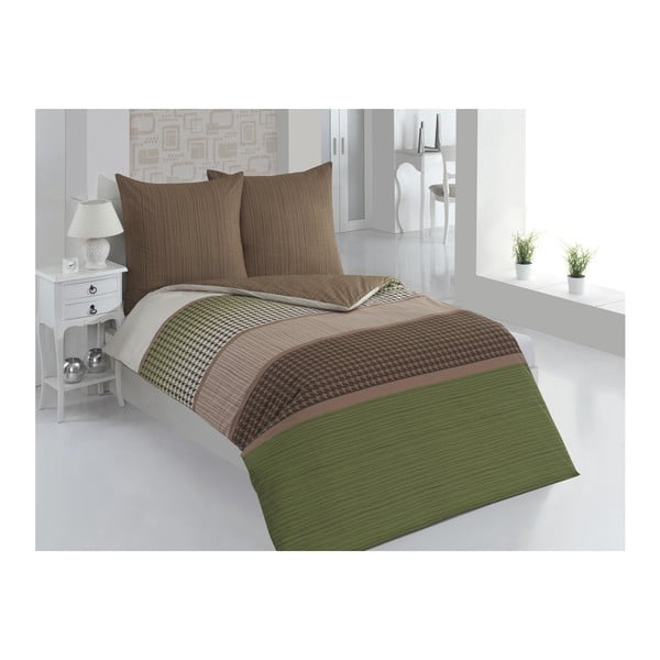 Posteljina sa jastukom Sarita Green, za krevet za jednu osobu, 135x200 cm