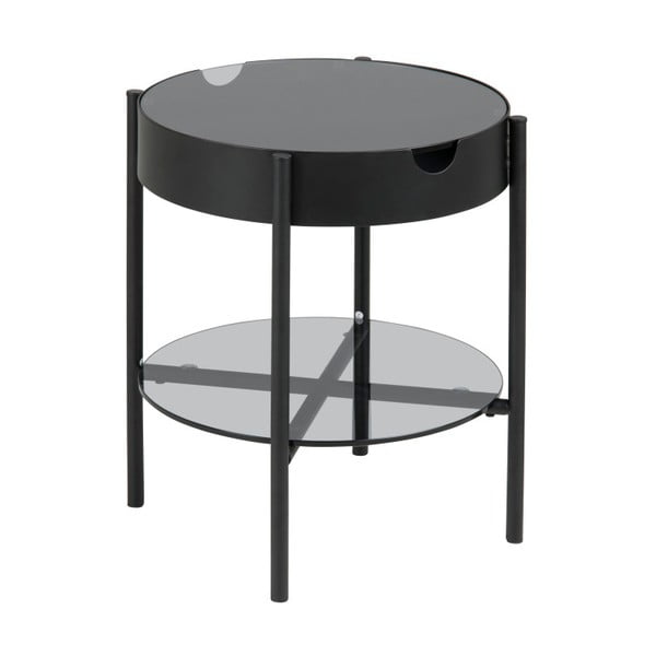 Crni pomoćni stolić s Actona Tipton prostorom za odlaganje, ⌀ 45 cm