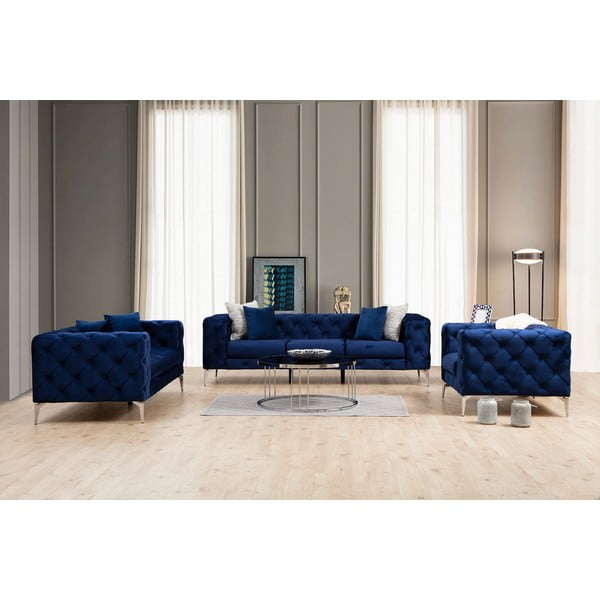 Tamno plava baršunasti sofa 197 cm Como – Artie-image-3
