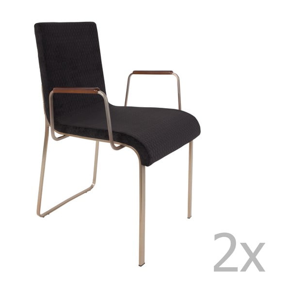 Set od 2 crne stolice s Dutchbone Fiore naslonima za ruke